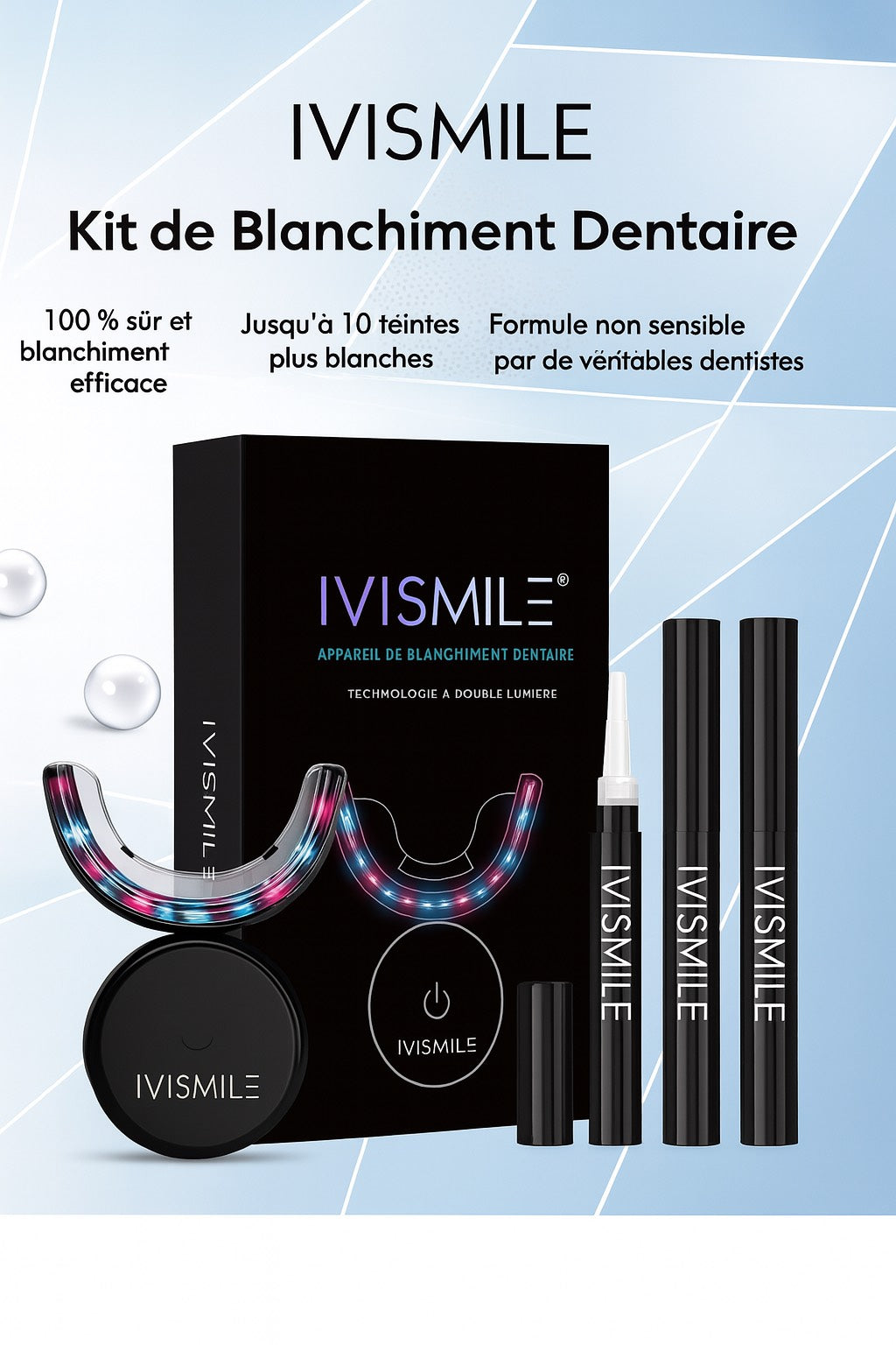 Kit de Blanchiment des Dents Sans Fil à Double Lumière